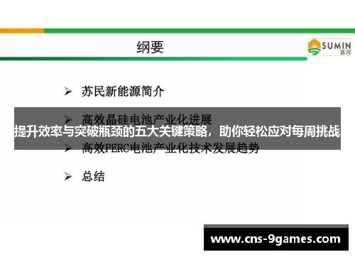 提升效率与突破瓶颈的五大关键策略,助你轻松应对每周挑战 提升效率与突破瓶颈的五大关键策略,助你轻松应对每周挑战